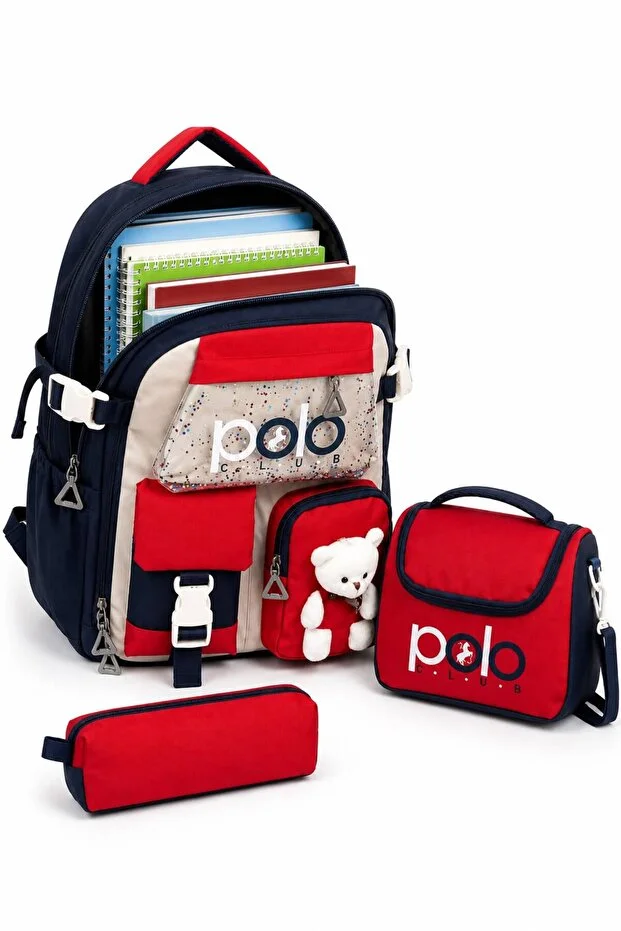Çantaland Korean Model Primary School School Bag Set of 3 Waterproof Backpack Lunch Bag Pencil Case