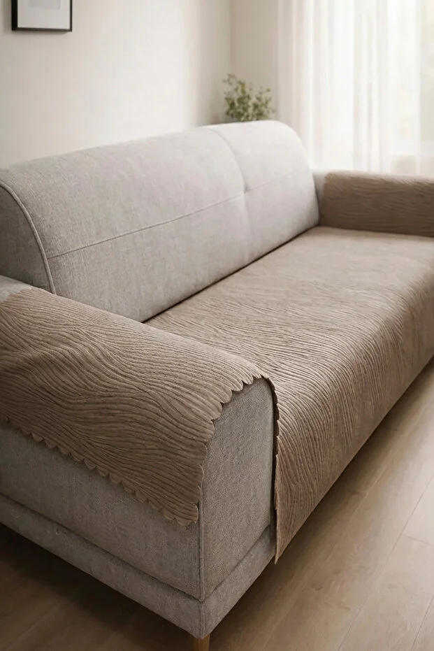 Decomia Home Flova Embossed Soft Sofa Cover Multi-Purpose Sofa Shawl with Non-Slip Sponge (3 Pieces)
