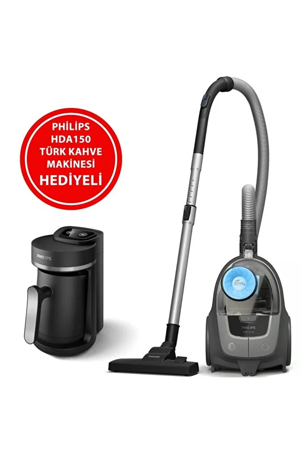 Philips  BXA0058/00 XB2142/10 Bagless Vacuum Cleaner + HDA150/161 Turkish Coffee Maker Set