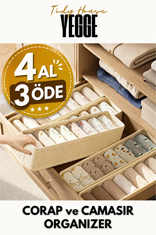 YEGGE Drawer and Closet Organizer, Shelf Organizer, Foldable Socks and Laundry Organizer Box