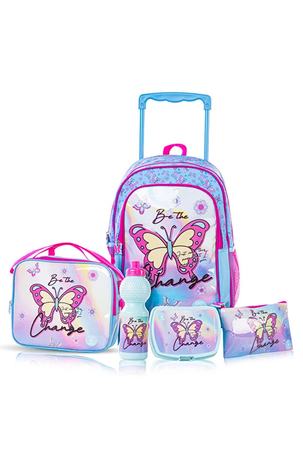 Eazy Kids Set of 5 Trolley 16" School Bag Combo - Butterfly