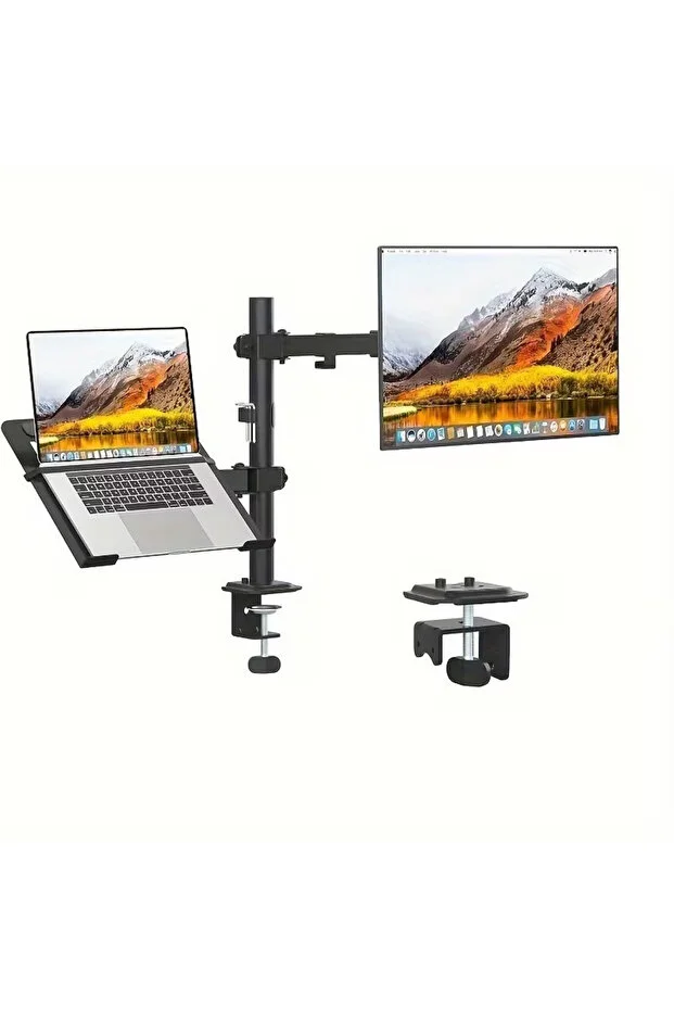 bovinox Dual Arm Monitor and Laptop Holder Desktop Stand Vesa Compatible Adjustable Professional Ergonomic