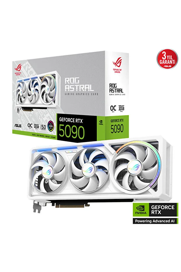 ASUS Rog Astral Geforce Rtx 5090 32Gb Oc White Edition Rog-Astral-Rtx5090-O32G-White Gddr7 512Bit Ga