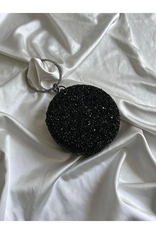 Mia Collection Stone Cylinder Model Wedding Engagement Evening Dress Bag Black