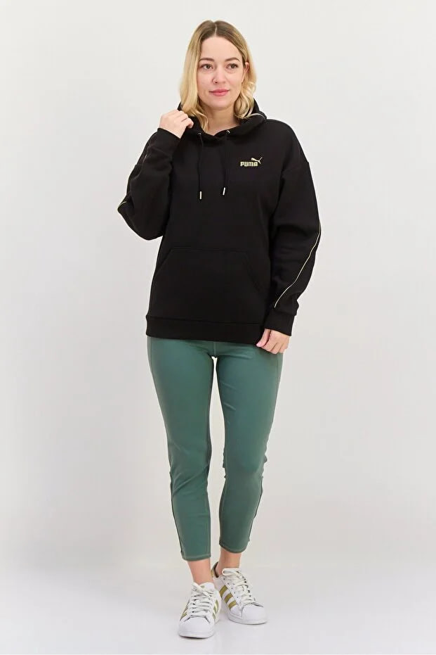 Puma Women Comfort Fit Embroidered Logo Outdoor Sweatshirts, Black