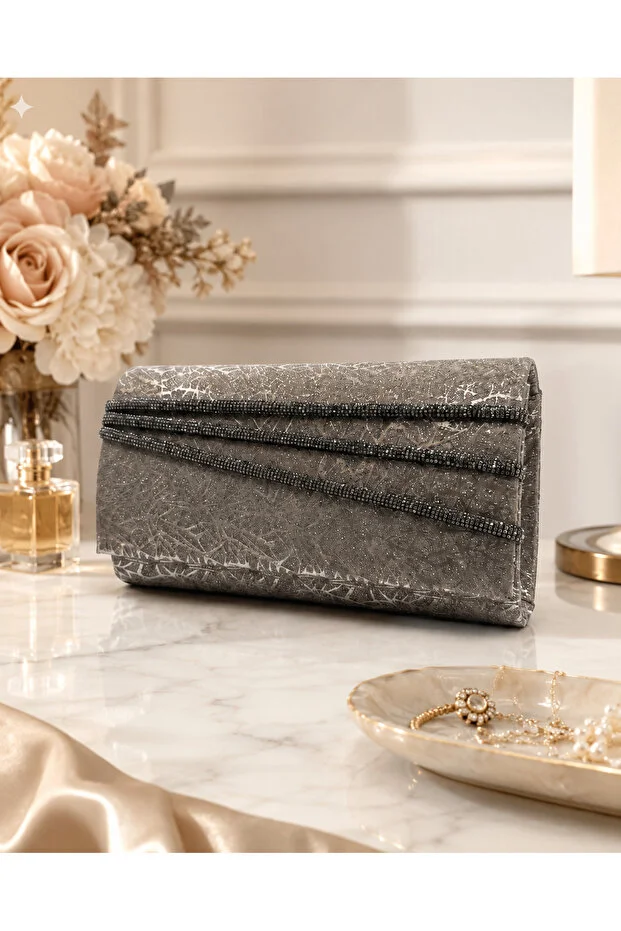 ZİVORA Women's Evening Dress Clutch Bag with Stone Detail Night Sparkle Clutch Bag