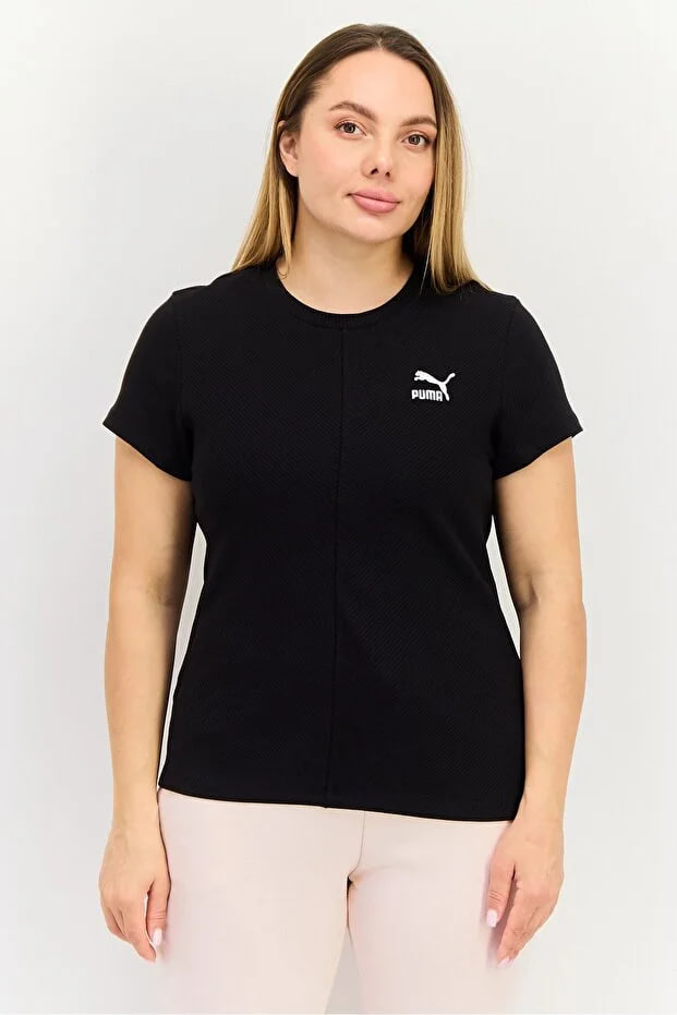 Puma Women Slim Fit Short Sleeves Outdoor Top, Black