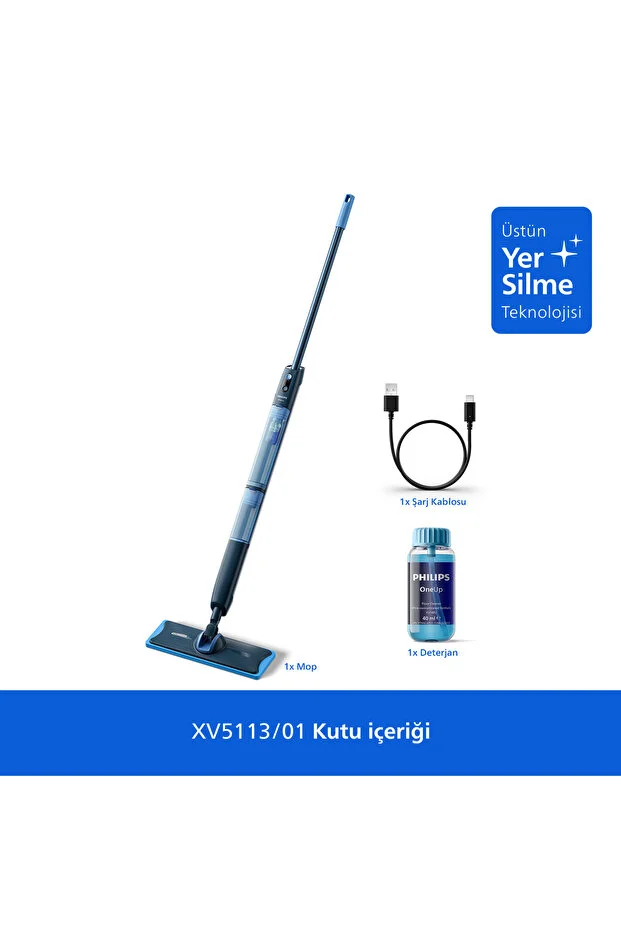 Philips  5000 Series OneUp Electric Mop, 99.9% effective against bacteria, 360-degree head, (XV5113/01)