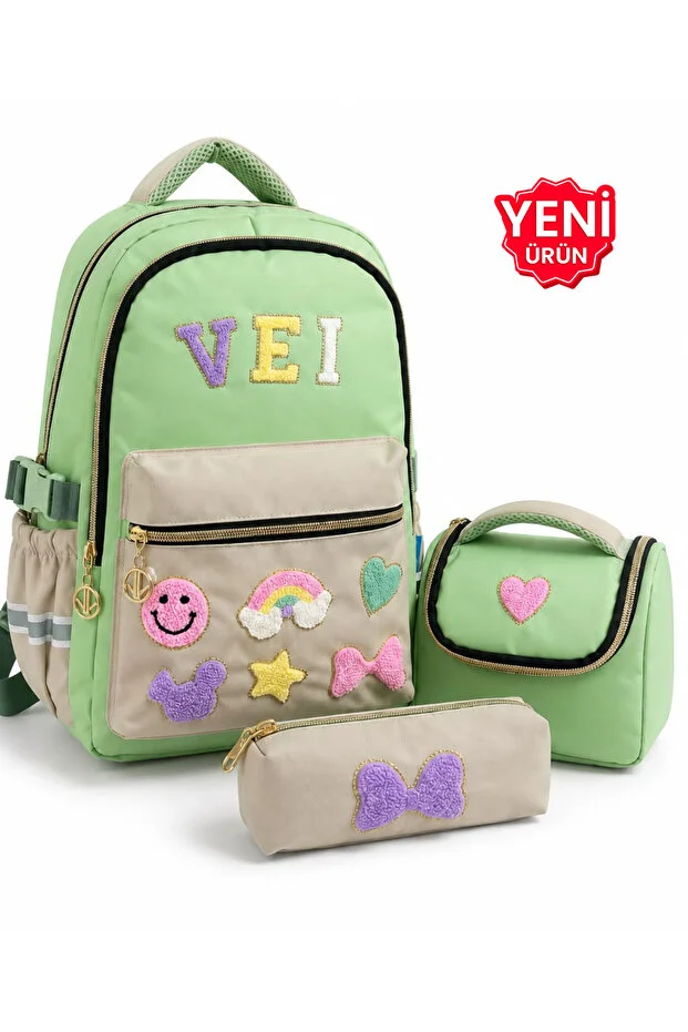 Freedom 3-Piece Primary School Bag Set: Girls' Backpack + Foil-Lined Lunch Bag + Pen Holder