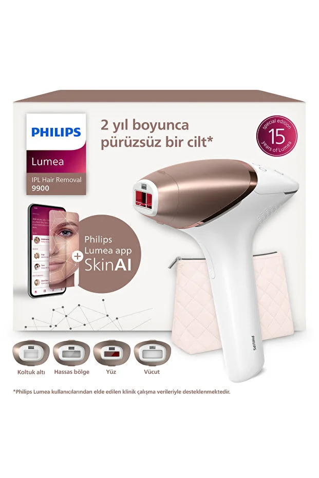 Philips  Lumea 9900 Series BRI951/03 IPL Hair Removal, SkinAI, Body, Face, Underarms, Bikini, 4 Heads, Carrying Case