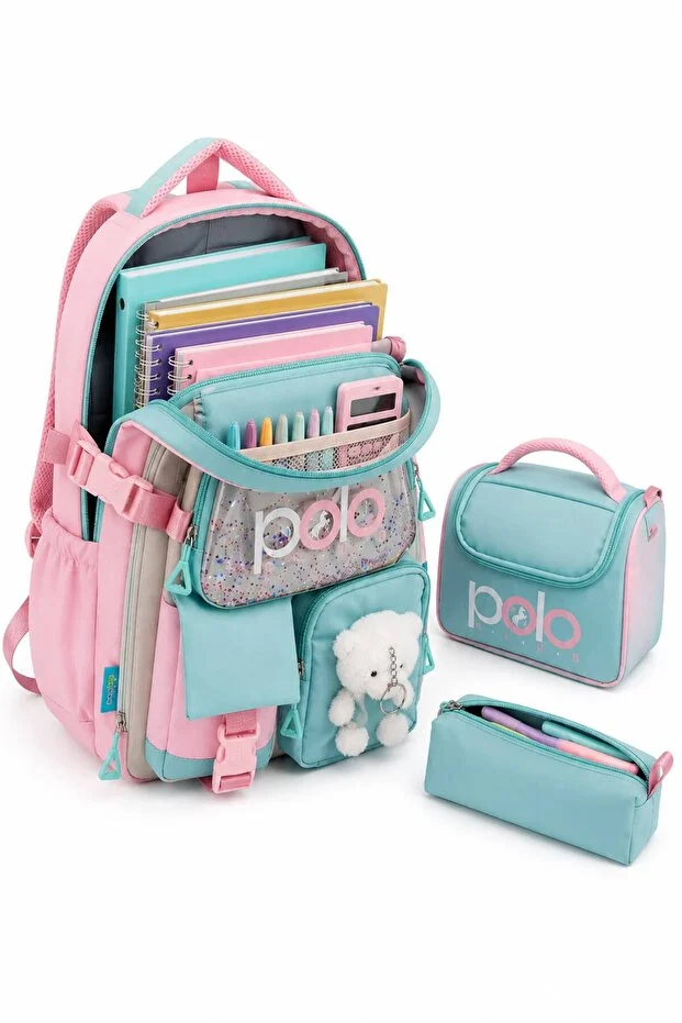 Freedom Korean Model Primary School School Bag Set of 3 Waterproof Backpack Lunch Bag Pencil Case