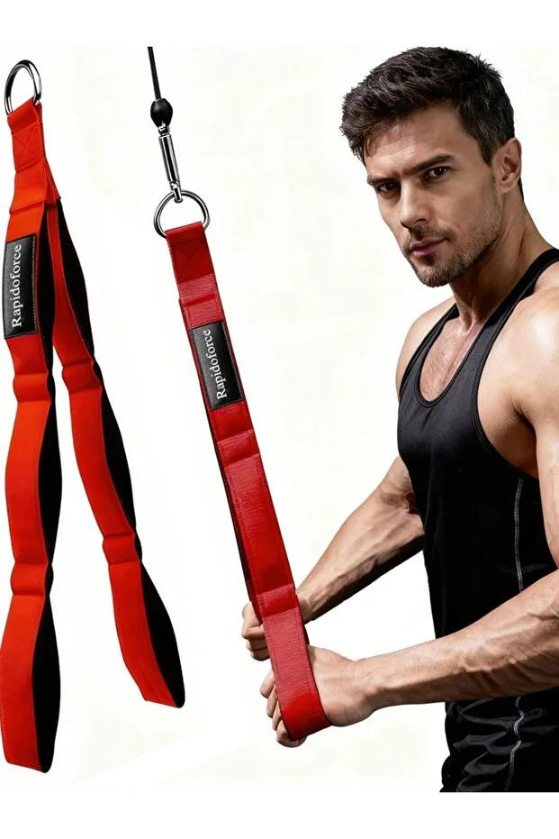 Choice Red Tricep Rope Cable Attachment, Heavy Duty Fitness Pull Down Rope for Gym, Home Workout Equipment