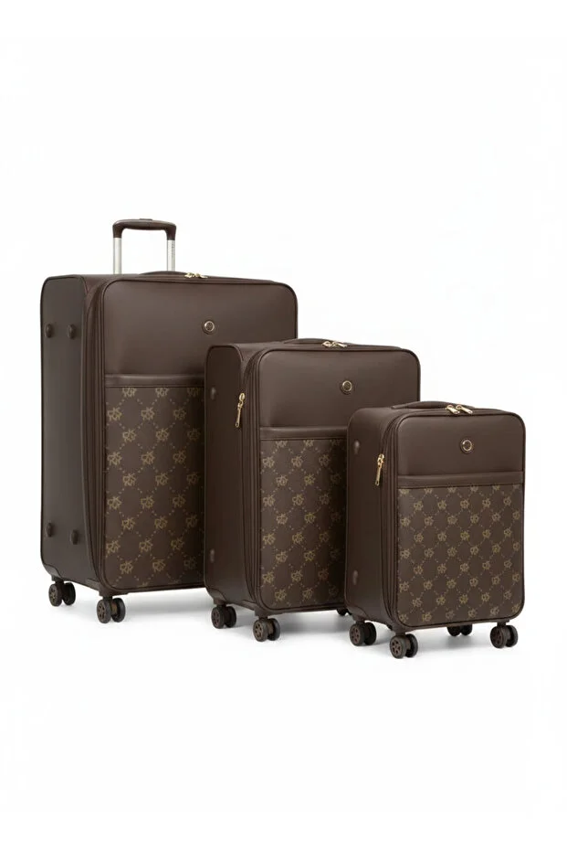 Dkny STREET CRED softside Spinner Luggage set of 3 | Ultra Lightweight ABS Wheels 4 | Color Brown