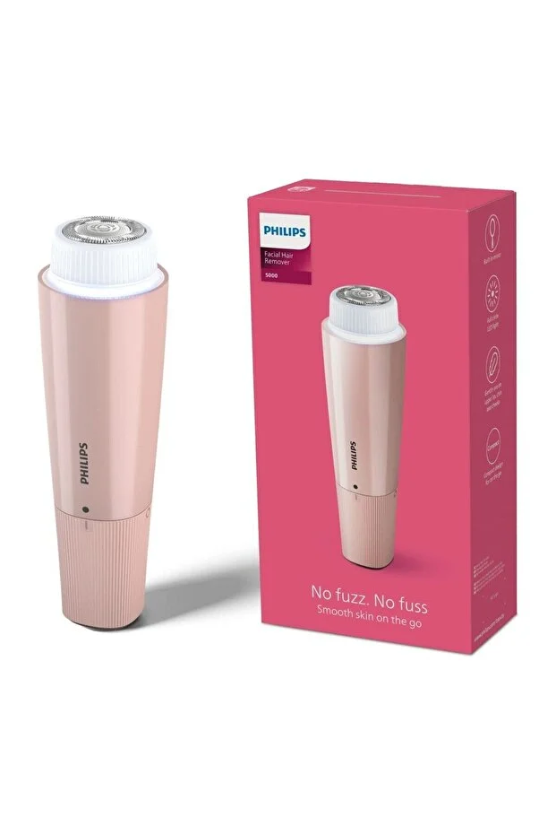 Philips  BRR454/00 Facial Hair Removal Machine, with Mirror and Full Circle LED Light, Washable, Removable Head.