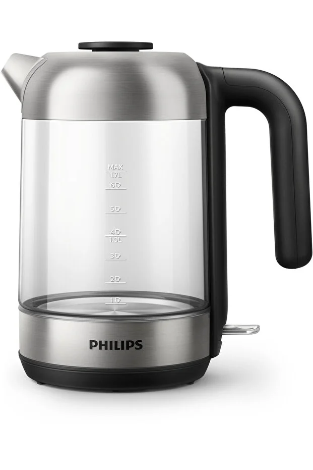 Philips Glass Kettle - 2200W, 1.7L, Blue Light Indicator, Metal/Transparent - Hd9339/81