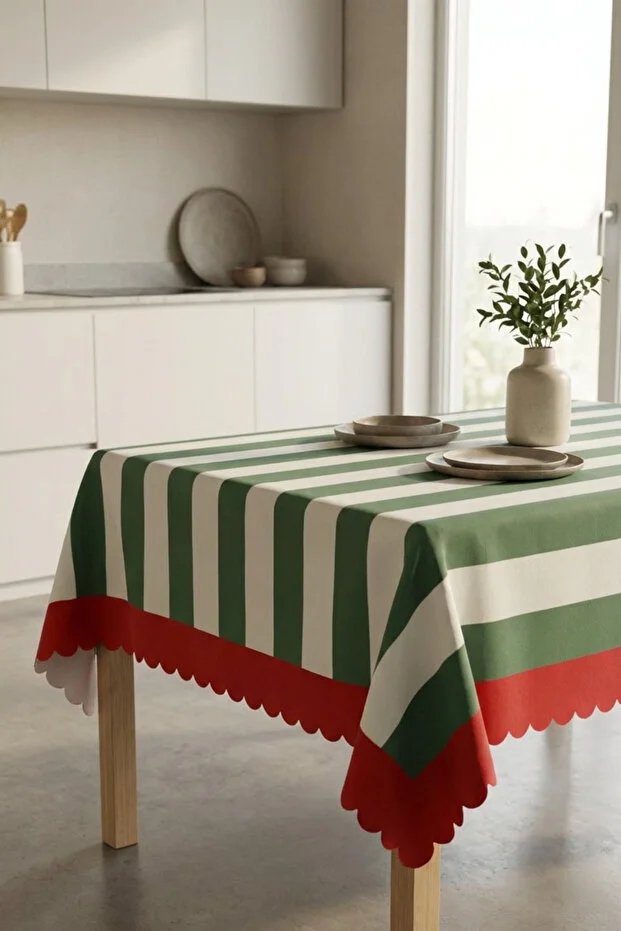 Decomia Home Modern Colorful Striped Tablecloth Stain-Resistant Stylish Design for Garden Balcony