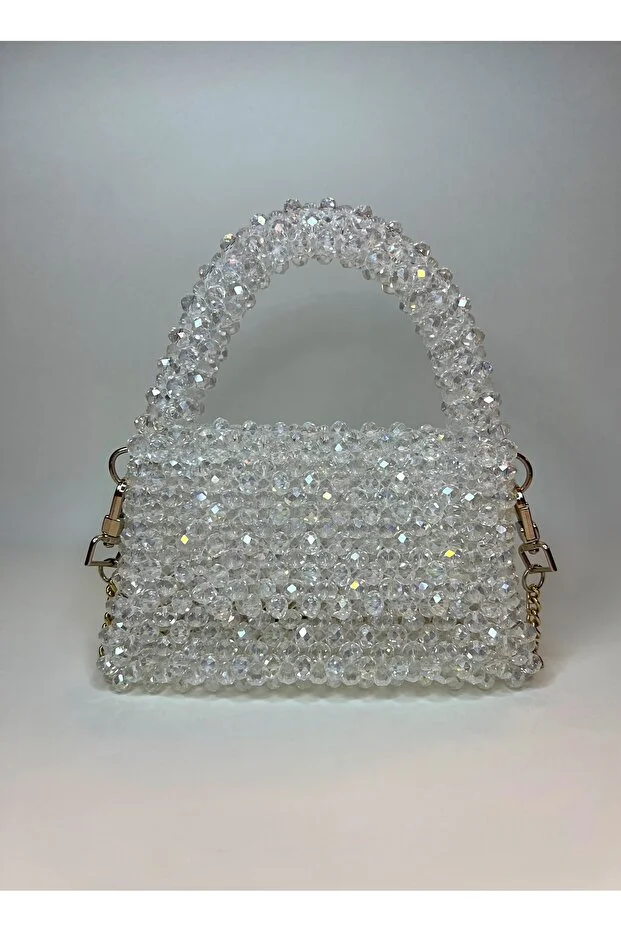 Jasmine Crystal Bag Jasmine Diamond White Crystal Bead Strap Hand and Shoulder Women's Evening Dress Bag