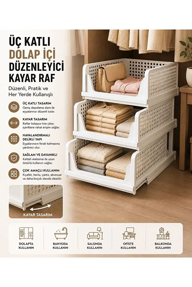 Myplas Sliding Shelf In-Cabinet Organizer Collector 3 Pieces