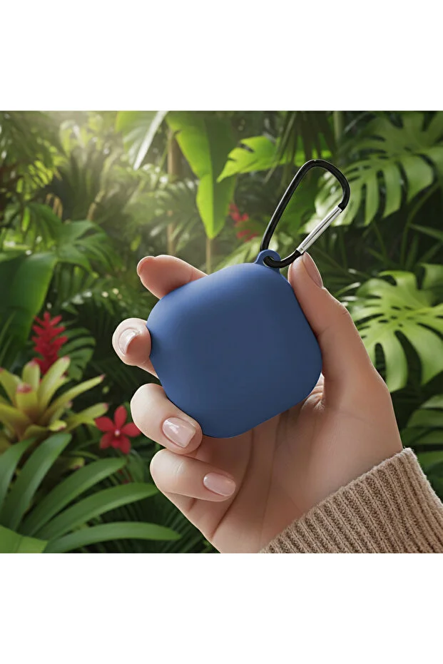 Samsung Caseonn Galaxy Buds 2 - Buds 2 Pro Case with Strap Attachment Matte Silicone Dark Blue
